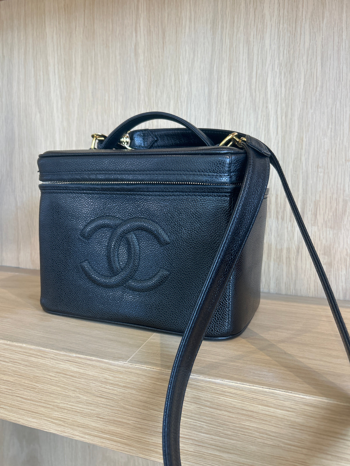 Chanel Archival Black Caviar Leather Vanity Crossbody Bag