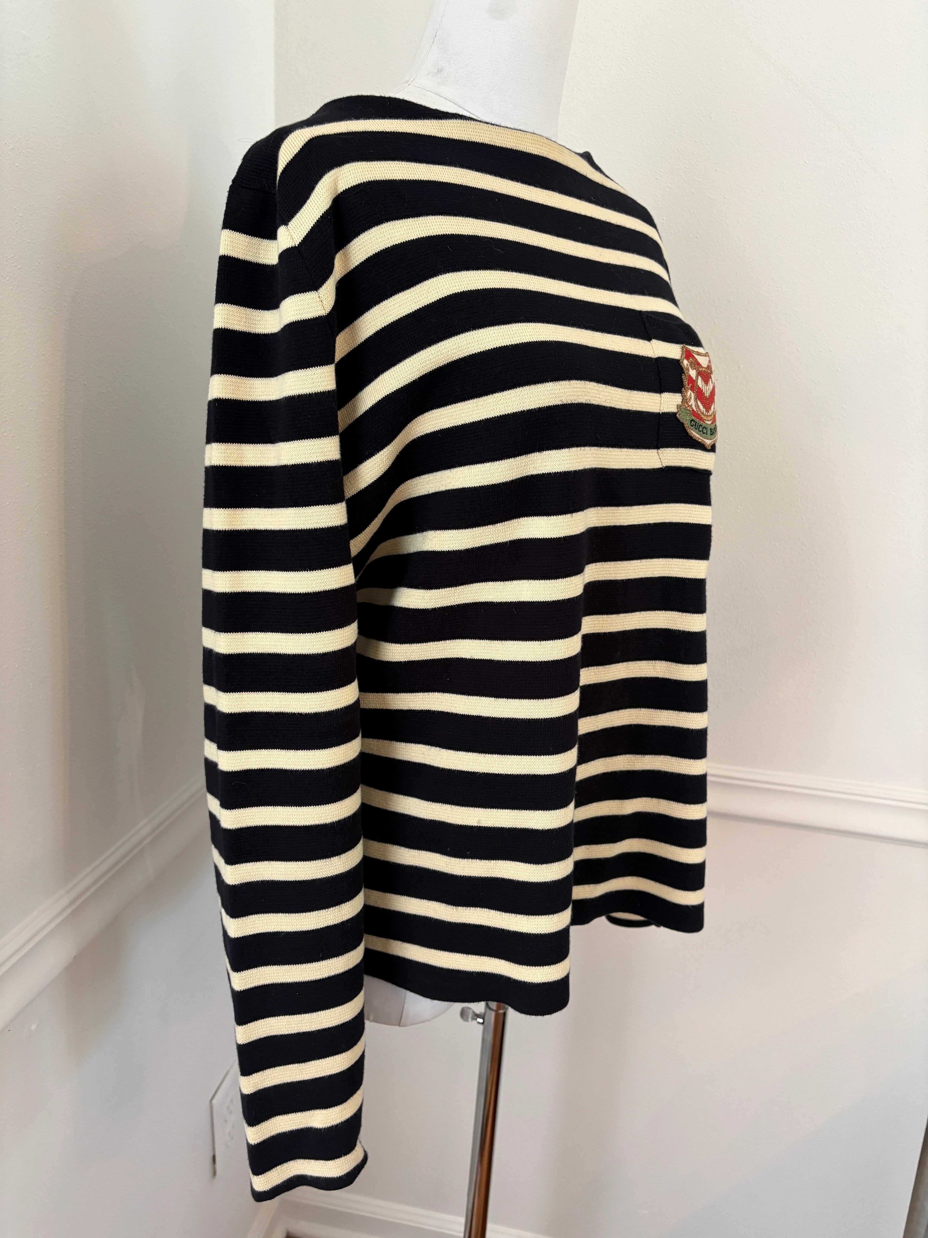 GUCCI Men’s Striped Cotton Band Knit Shirt