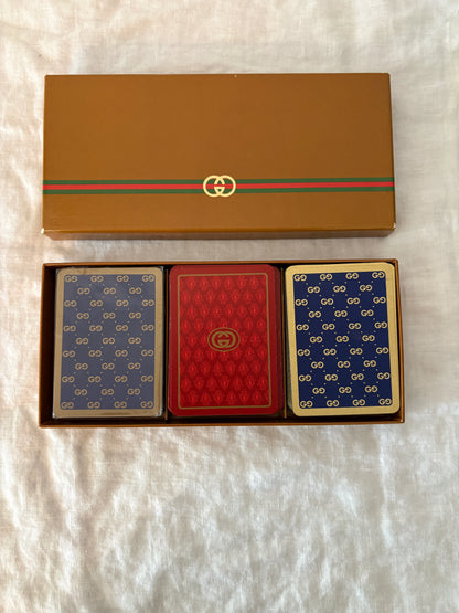 GUCCI Vintage 1980’s Set of Three Playing Cards in Box