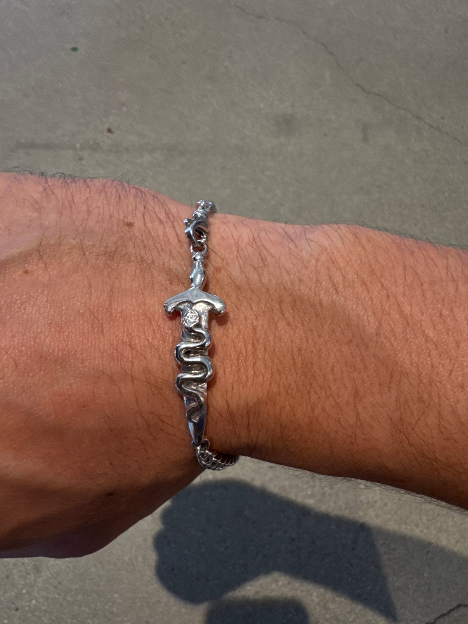 Sterling Silver Palladium &amp; Platinum plated with white diamond bracelet
