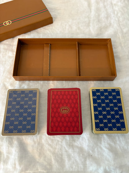 GUCCI Vintage 1980’s Set of Three Playing Cards in Box