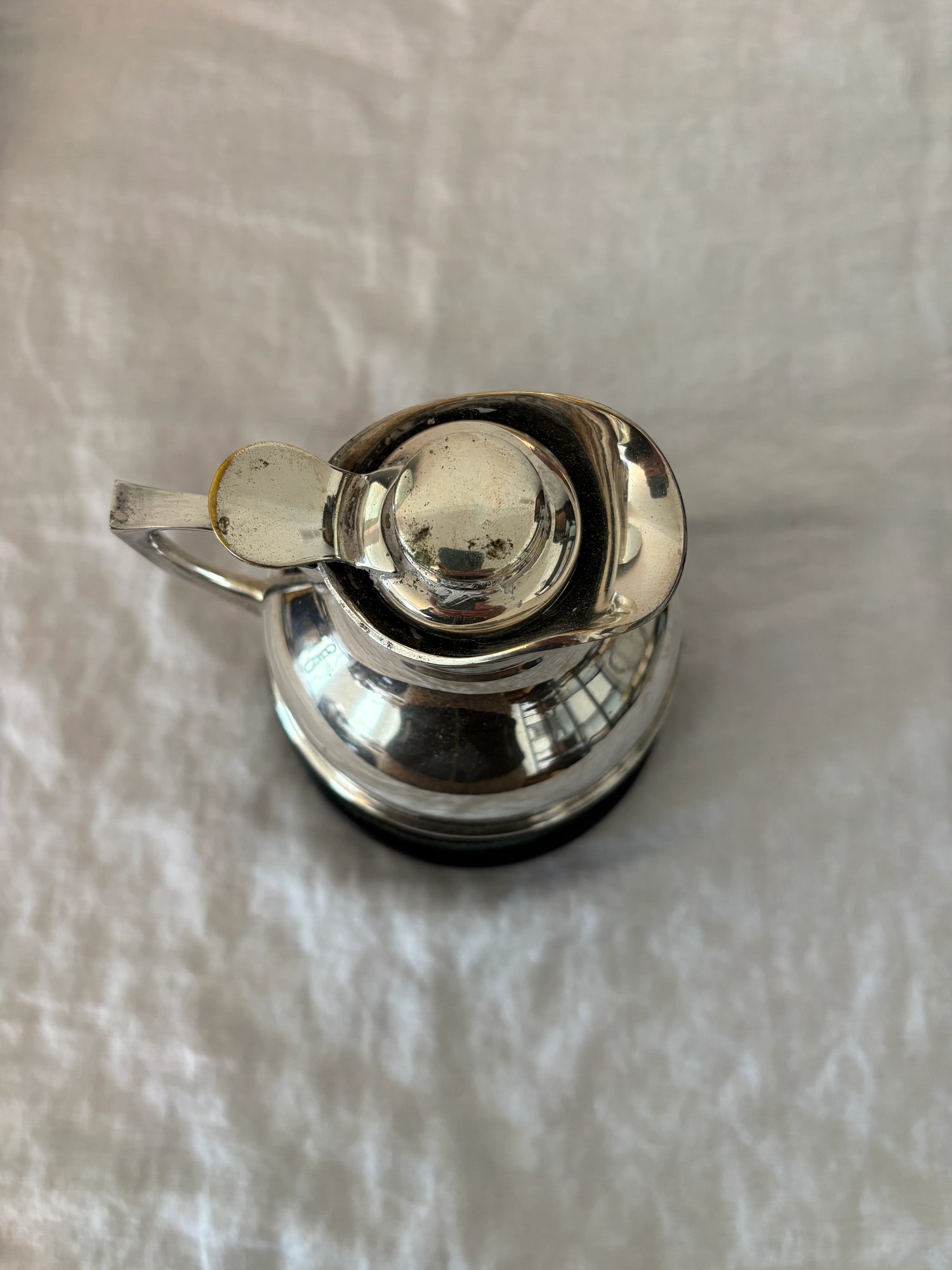 GUCCI 1960’s Silver Pitcher with Black Leather and Web Stripe Coaster