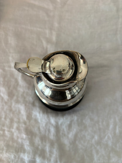 GUCCI 1960’s Silver Pitcher with Black Leather and Web Stripe Coaster