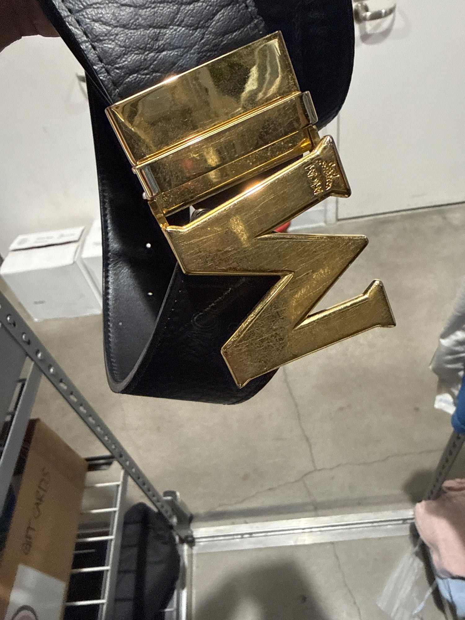 Black MCM Belt w/ Gold Buckle