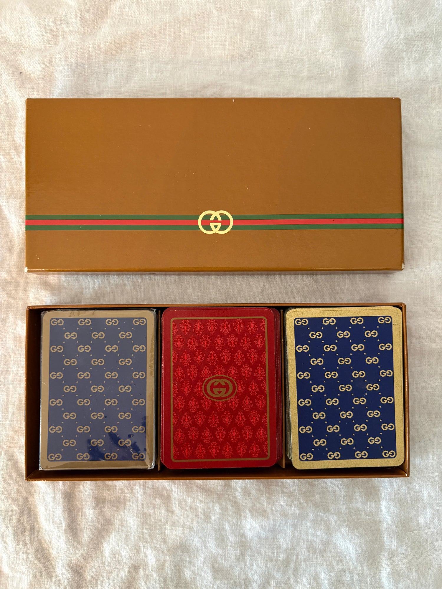 GUCCI Vintage 1980’s Set of Three Playing Cards in Box