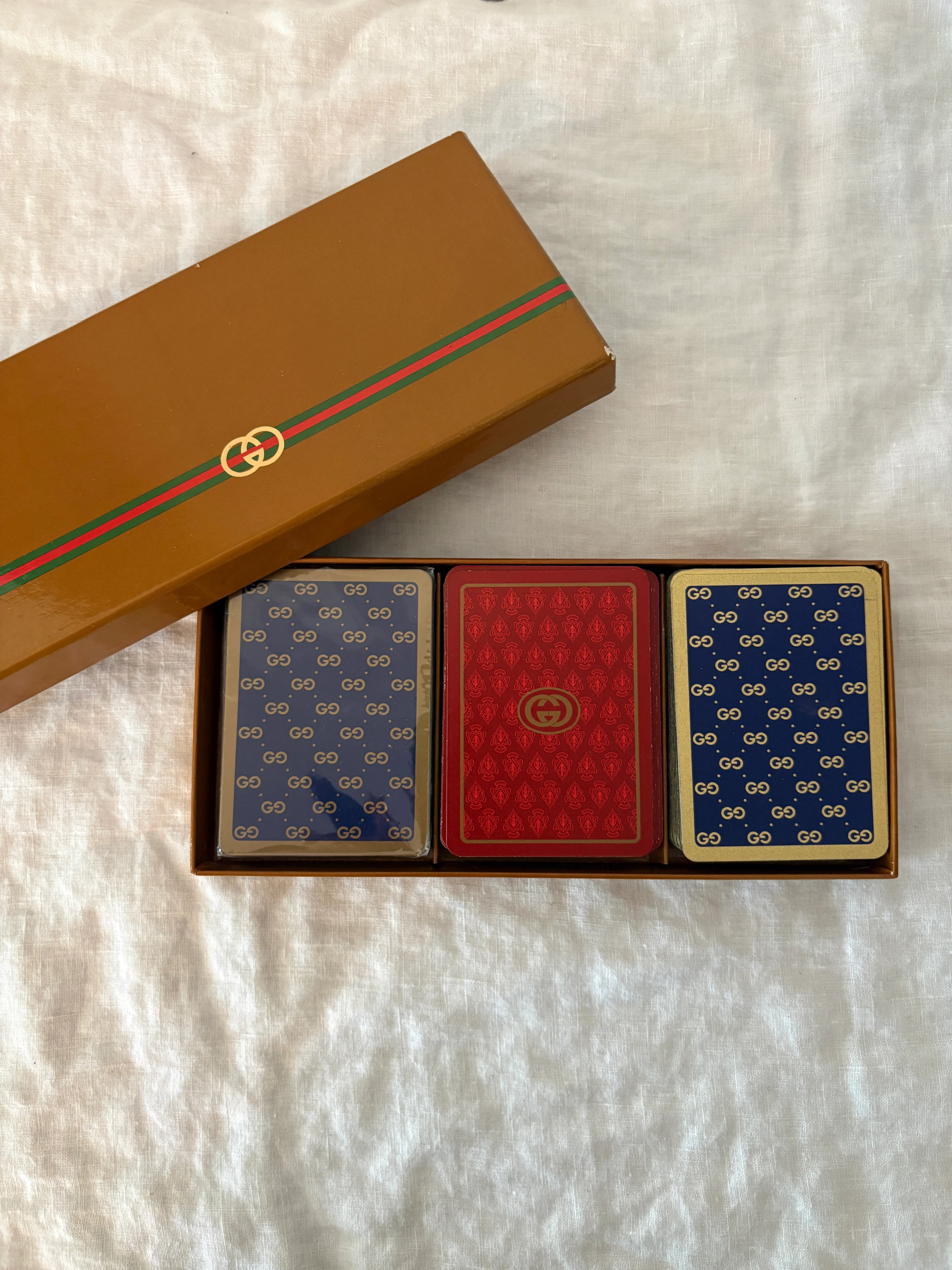 GUCCI Vintage 1980’s Set of Three Playing Cards in Box