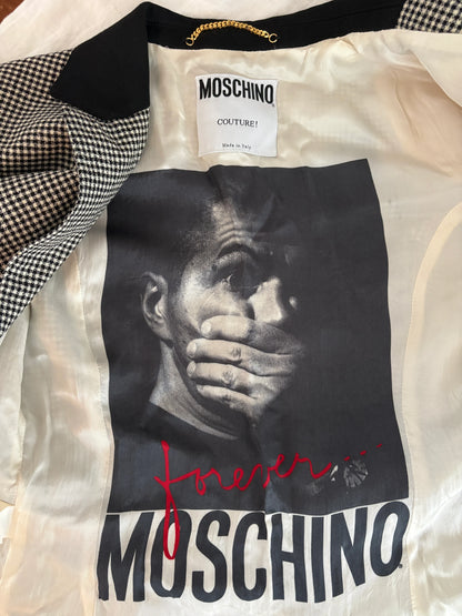 MOSCHINO Archival Vintage 1991 Houndstooth Blazer with Heart Buttons