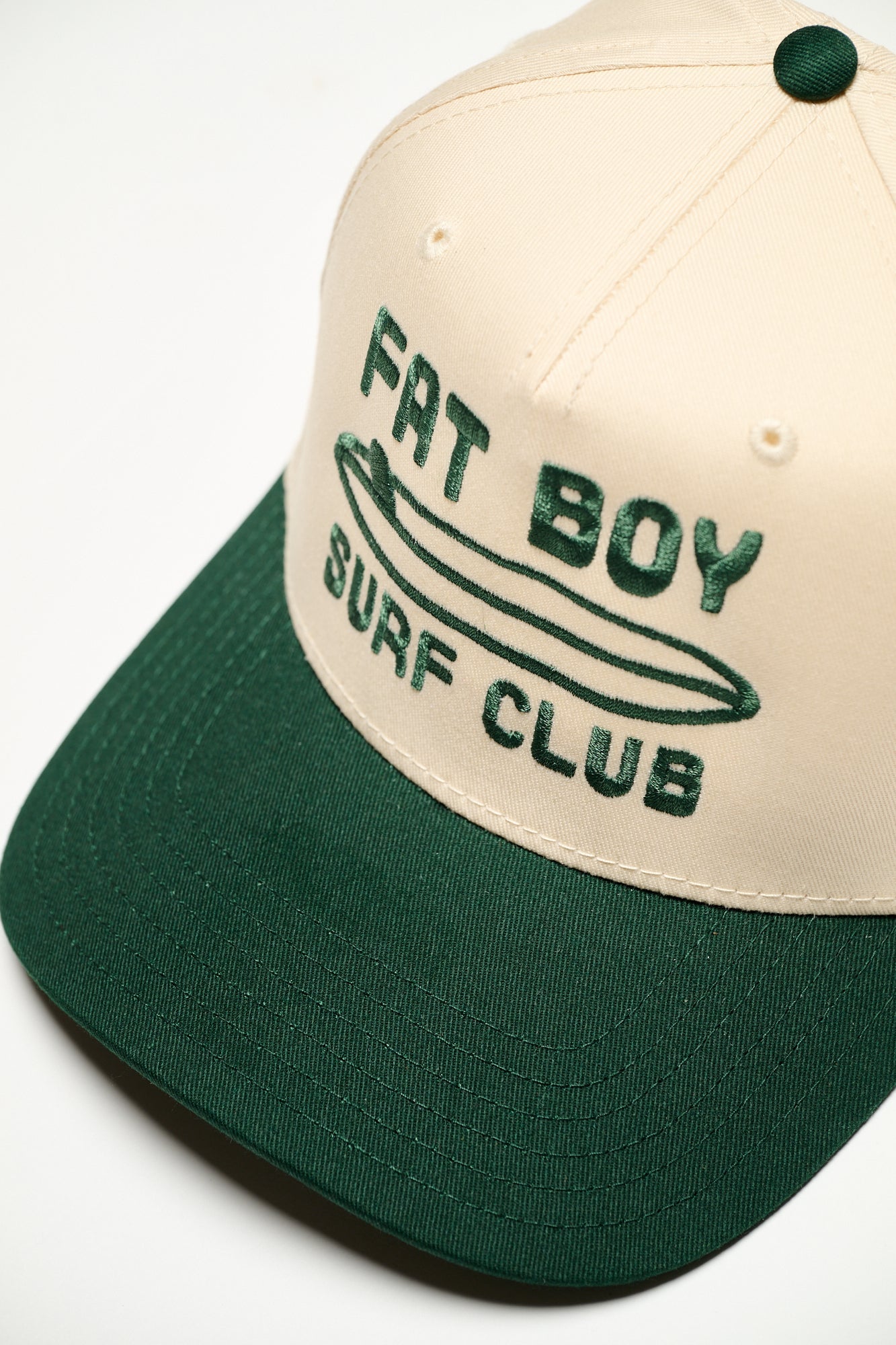 The Nose Rider Embroidered Hat - Dk Green &amp; Natural