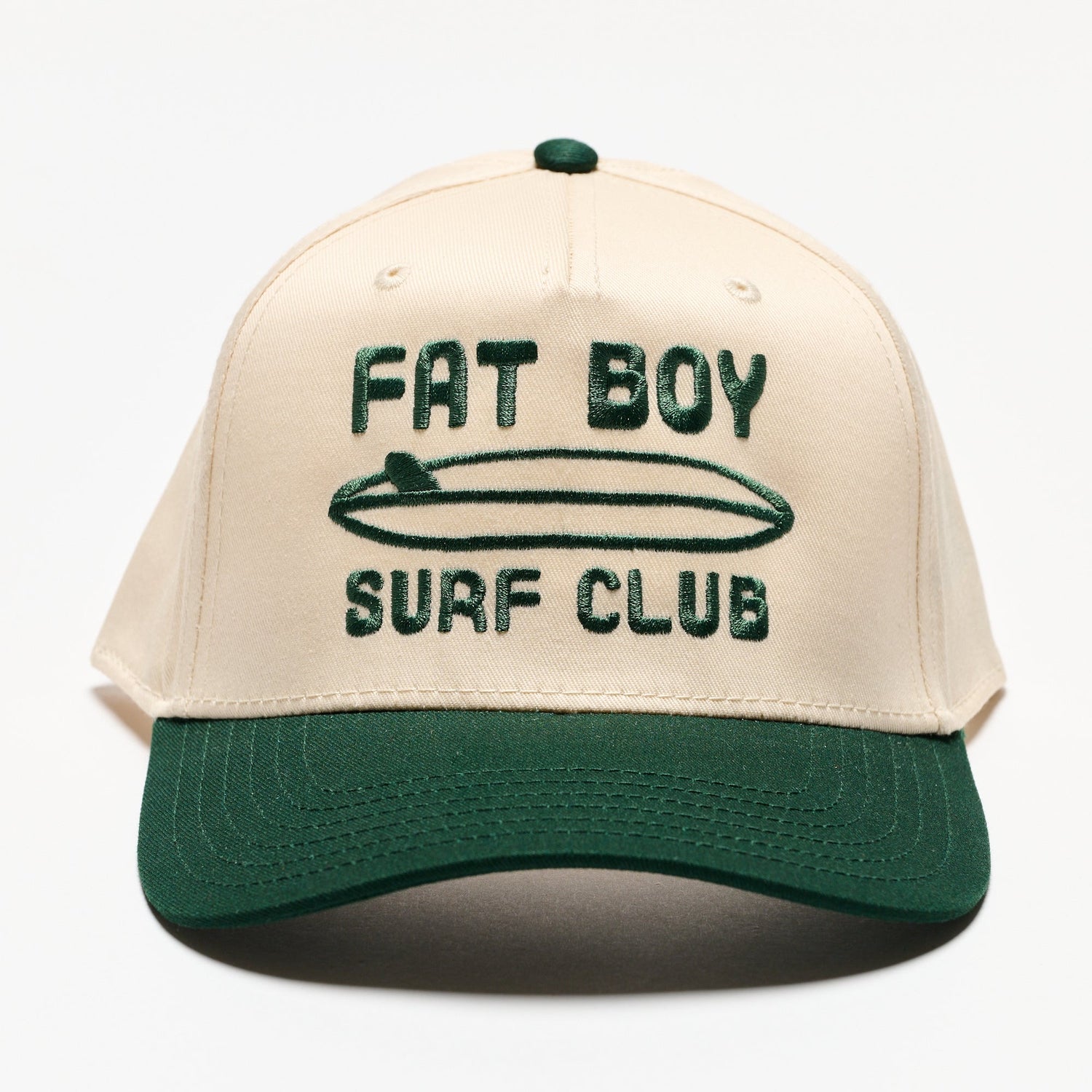 The Nose Rider Embroidered Hat - Dk Green &amp; Natural