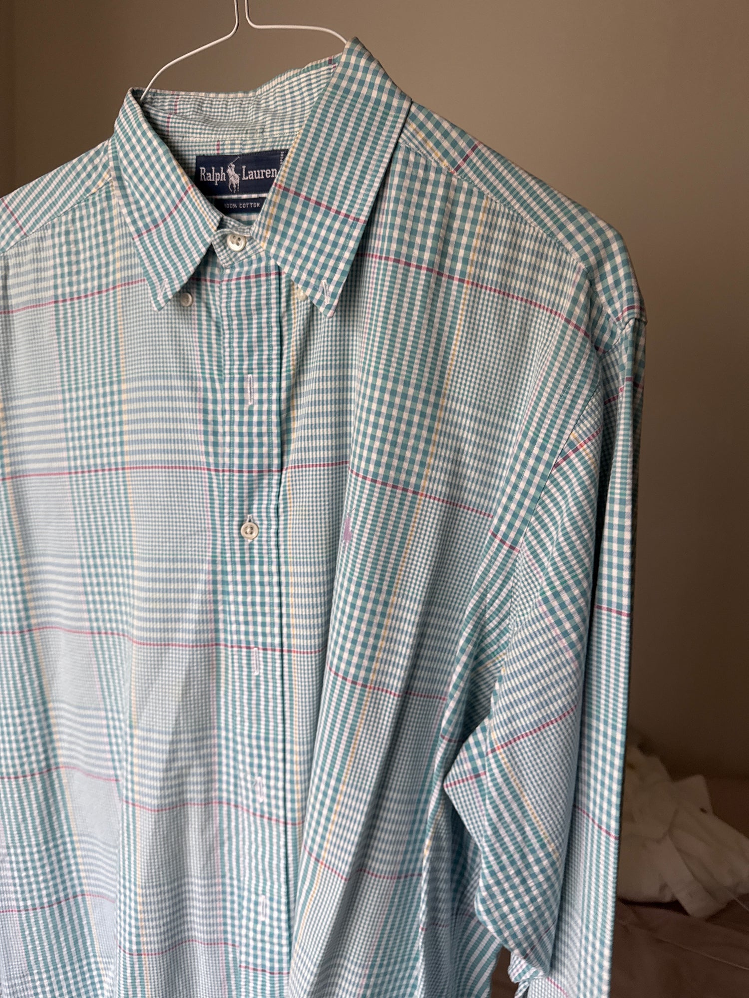 90’s Ralph Lauren Blue Tattersall Check Button Up Shirt