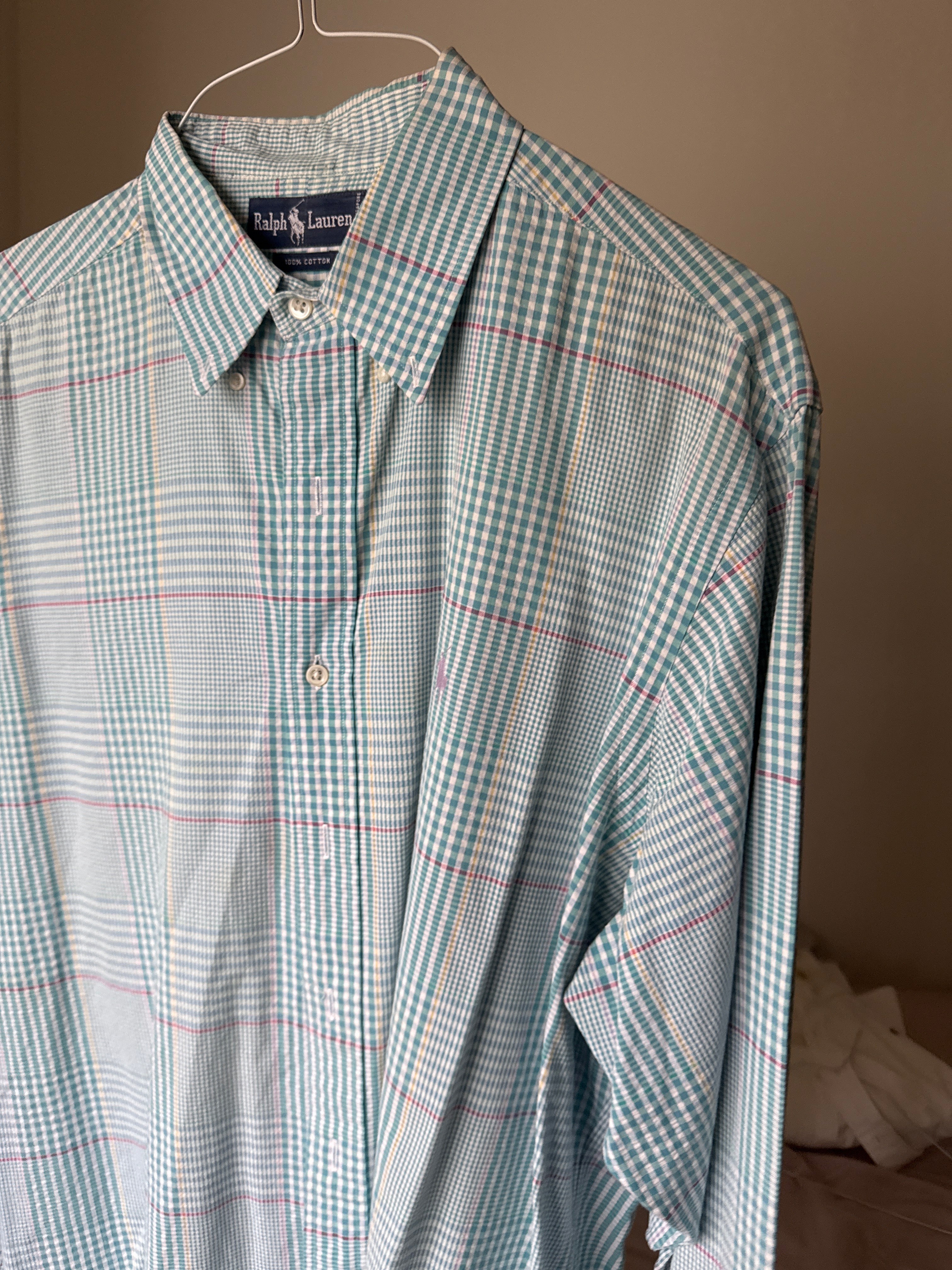 90’s Ralph Lauren Blue Tattersall Check Button Up Shirt