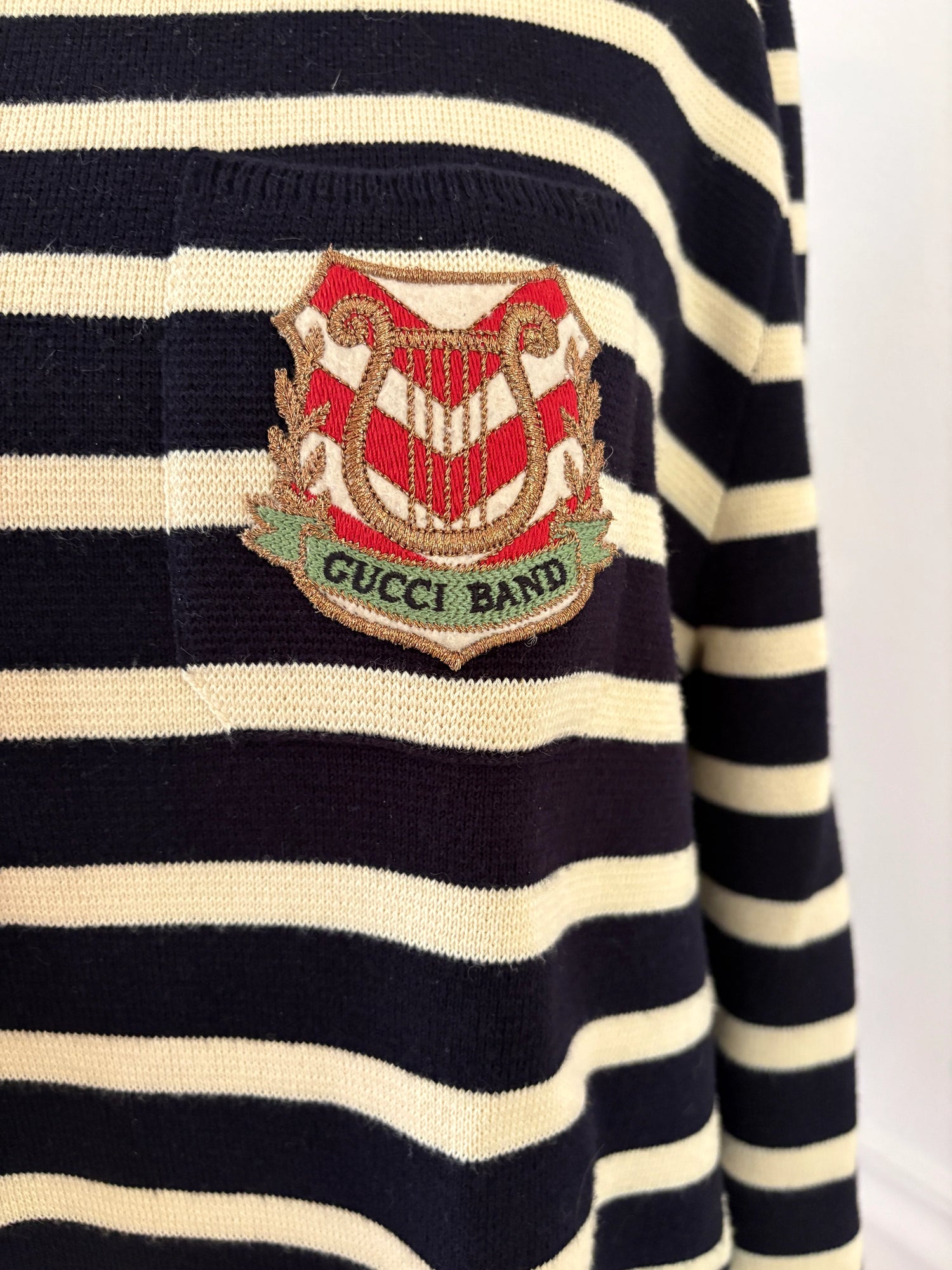 GUCCI Men’s Striped Cotton Band Knit Shirt