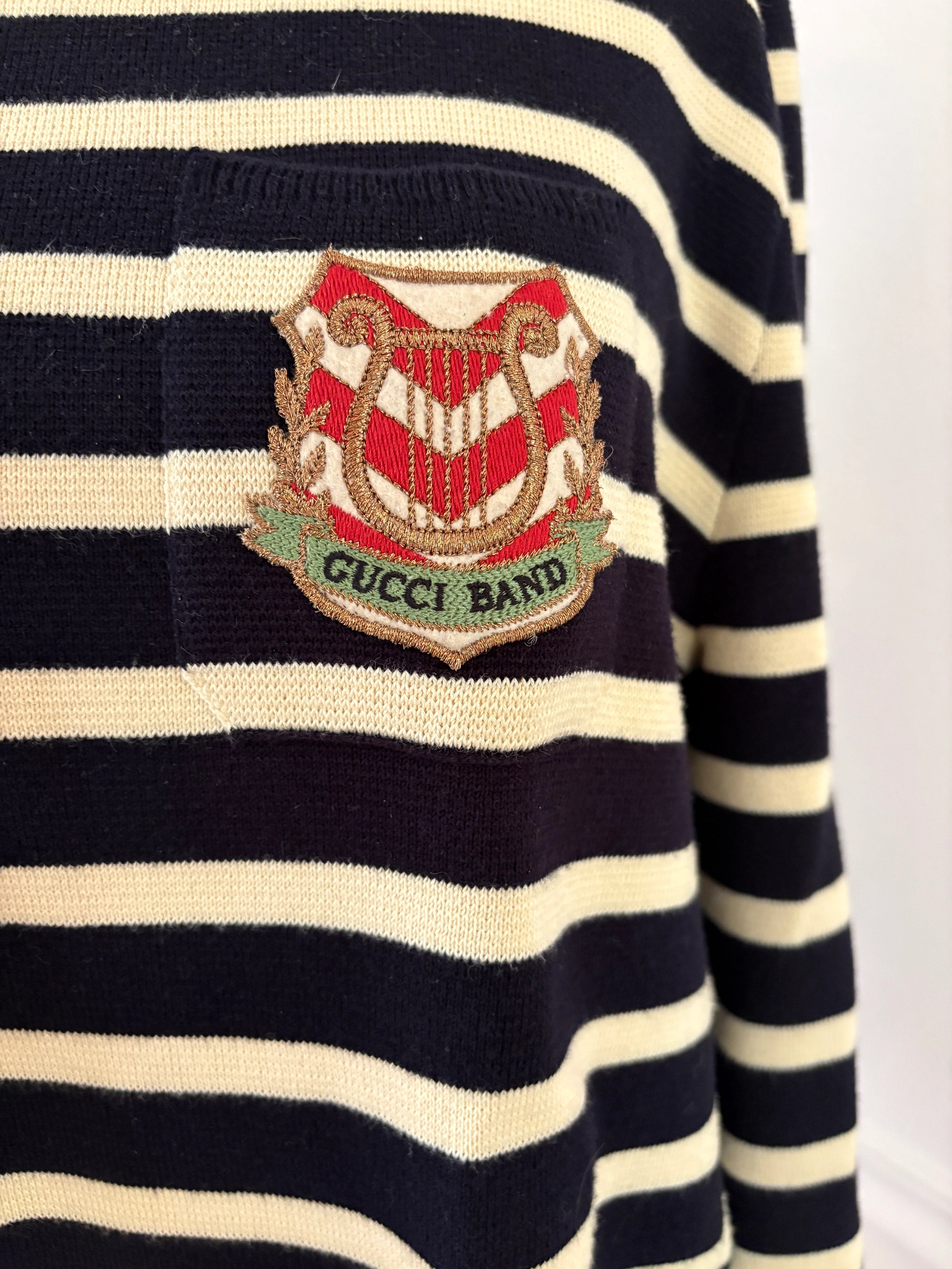 GUCCI Men’s Striped Cotton Band Knit Shirt