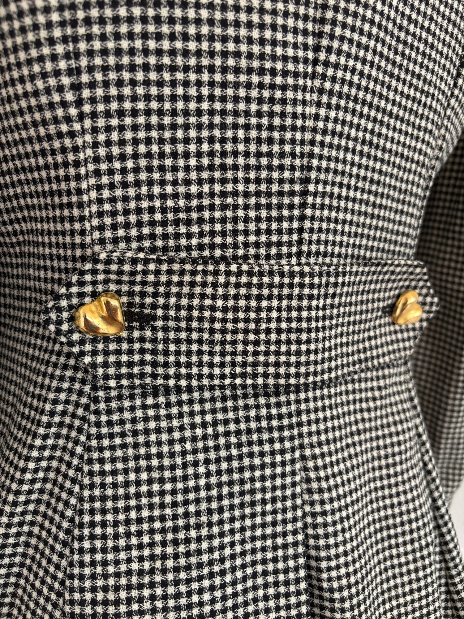 MOSCHINO Archival Vintage 1991 Houndstooth Blazer with Heart Buttons