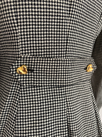 MOSCHINO Archival Vintage 1991 Houndstooth Blazer with Heart Buttons