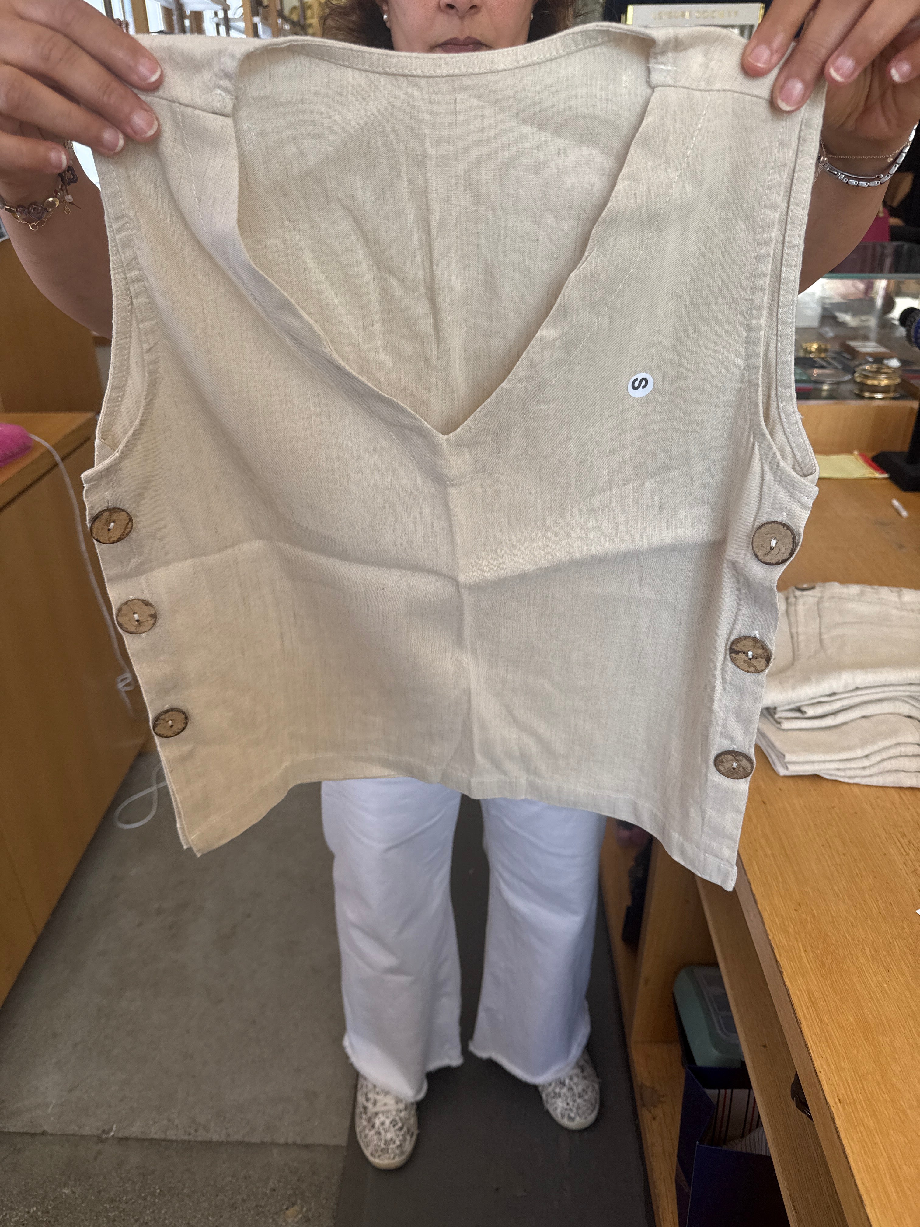 Natural Plain V Neck