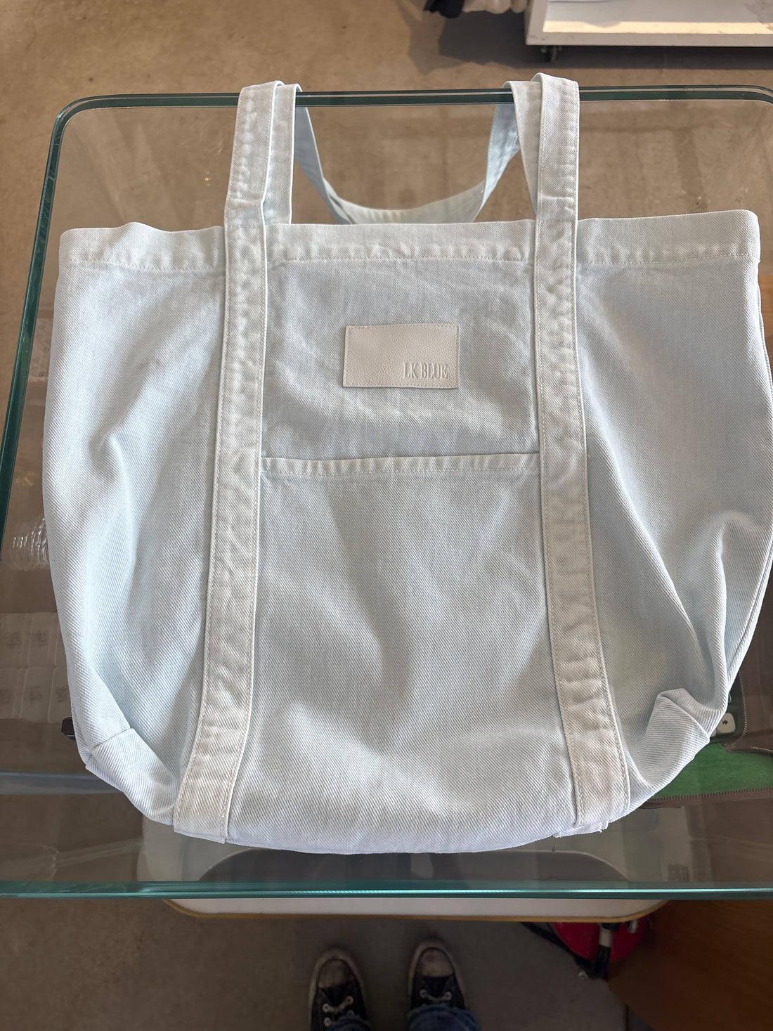 LK Pocketed Denim Tote Bag