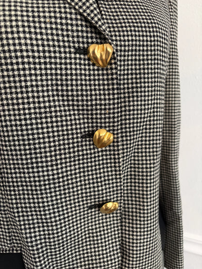 MOSCHINO Archival Vintage 1991 Houndstooth Blazer with Heart Buttons