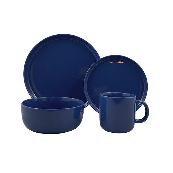 Reims Mediterranean Stoneware 4 Piece Dinnerware Set, Service For 1