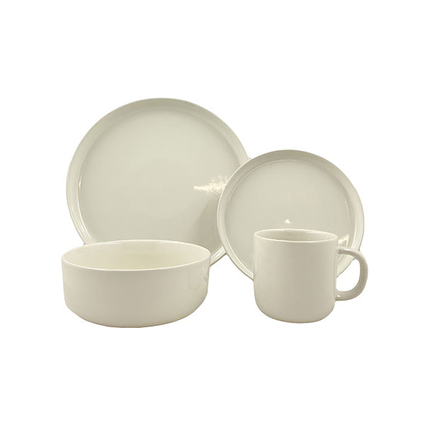 Reims Salt Stoneware 4 Piece Dinnerware Set, Service For 1