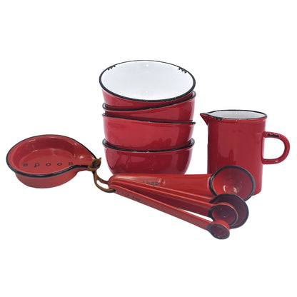 Tinware 7-Piece Prep Set- Red