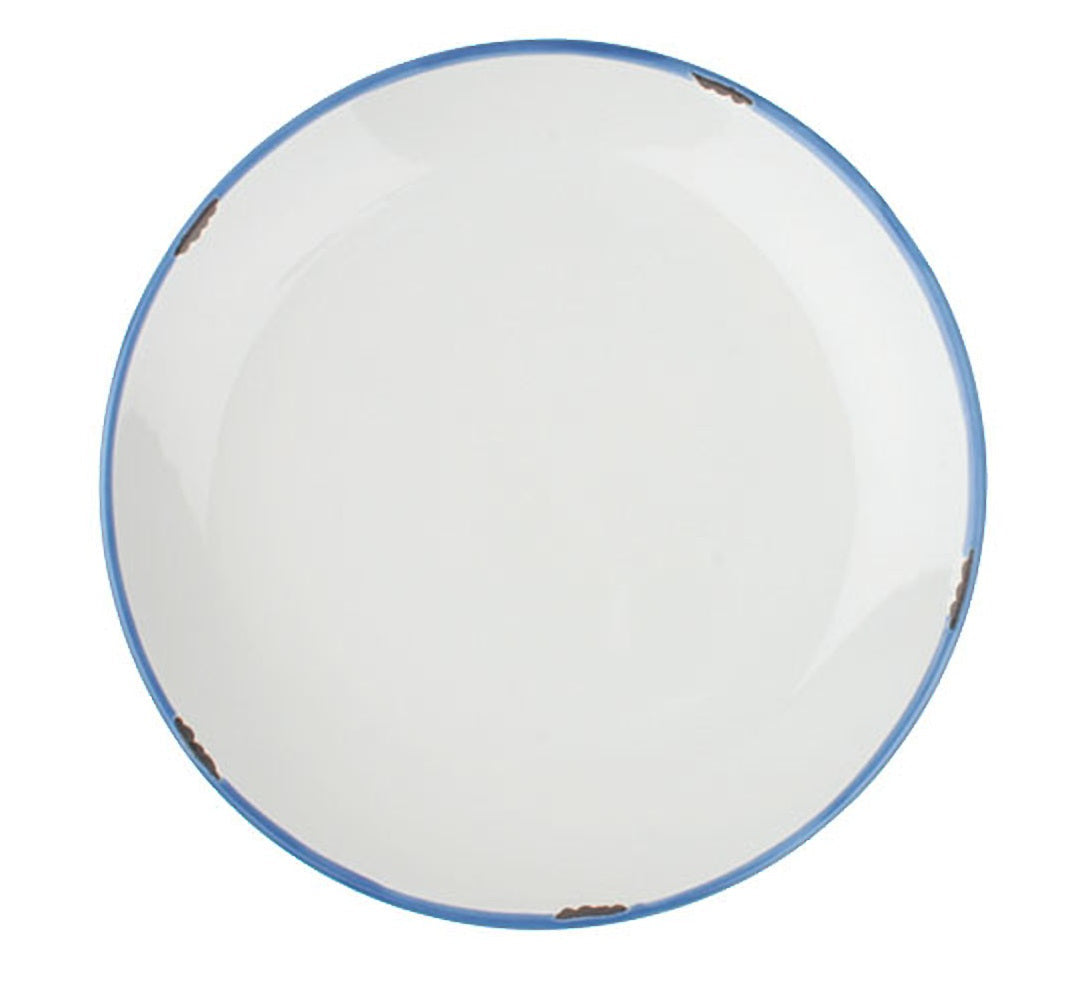 Tinware Salad Plate in White/Blue - Set of 4