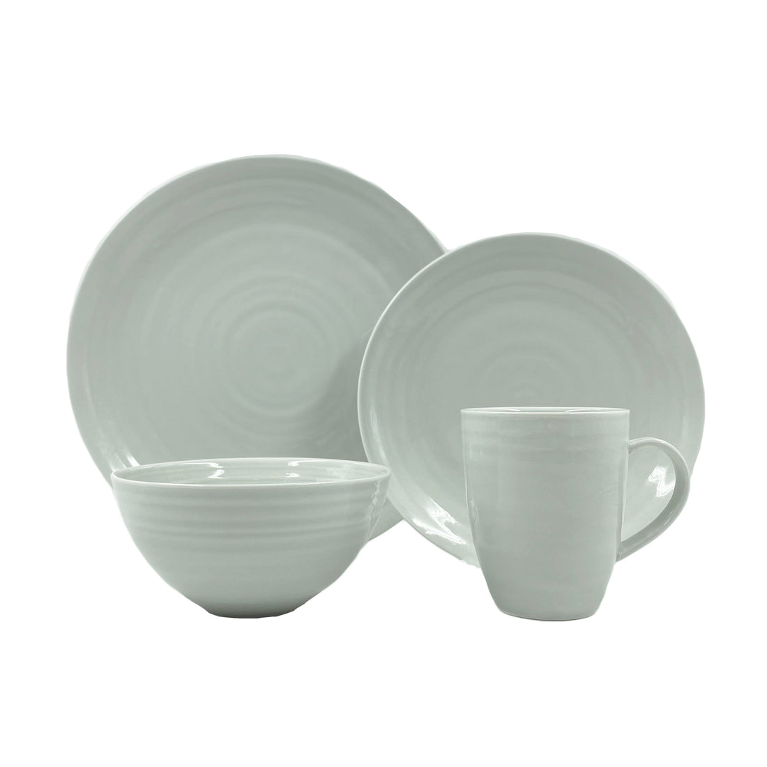 Daniel Smith Smoke Porcelain 4 Piece Dinnerware Set, Service For 1