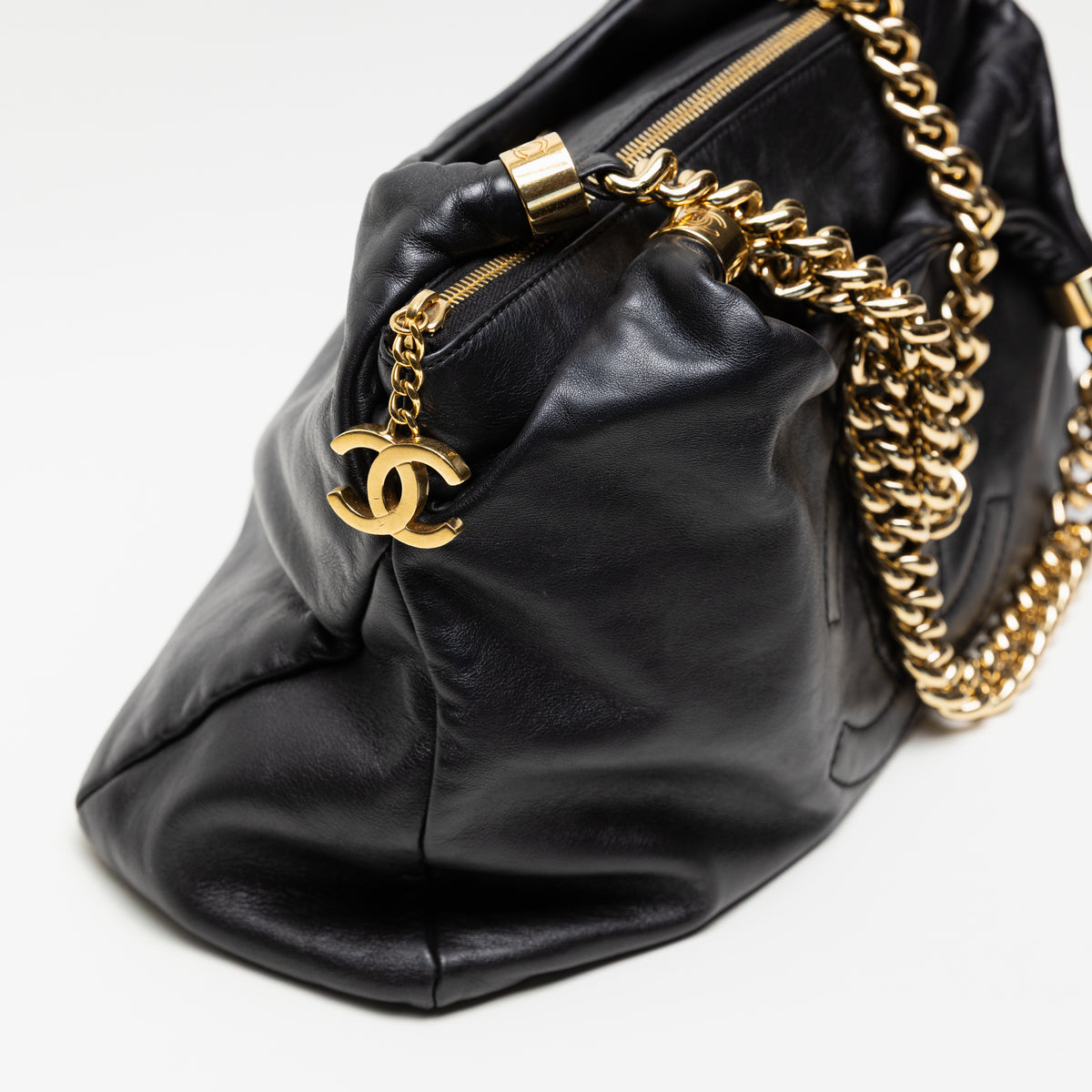 Vintage Chanel "Rodeo Drive" Black Lambskin Hobo Bag with Gold Hardware