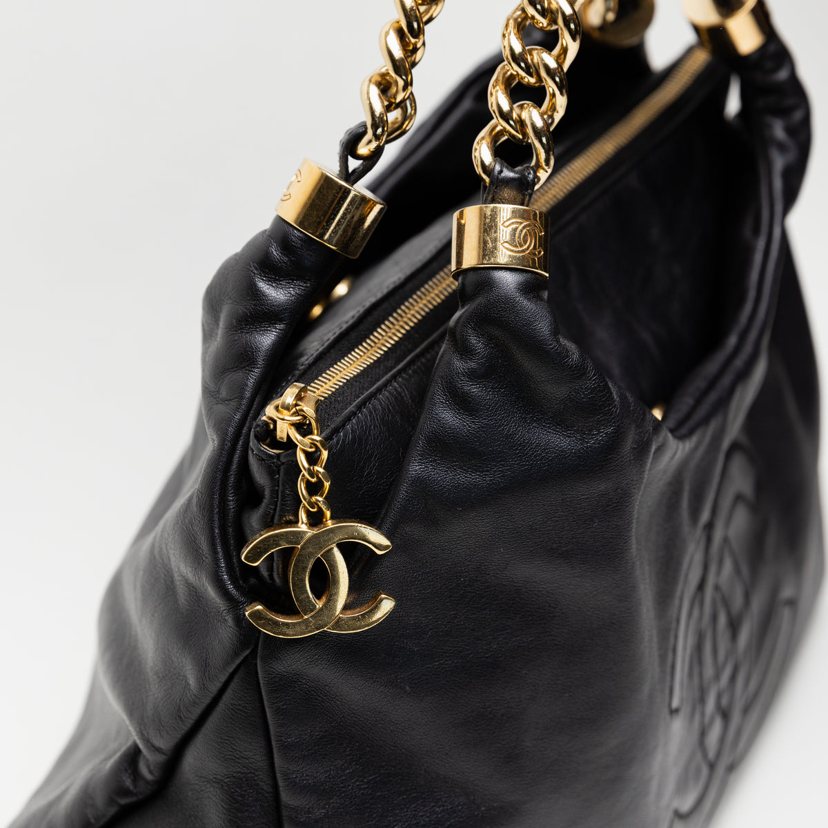Vintage Chanel "Rodeo Drive" Black Lambskin Hobo Bag with Gold Hardware