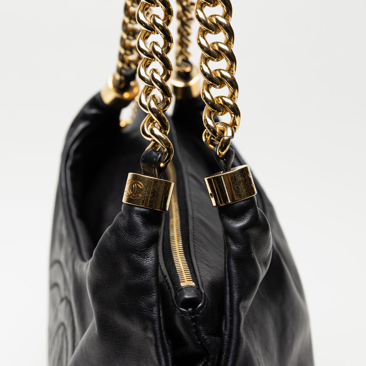 Vintage Chanel "Rodeo Drive" Black Lambskin Hobo Bag with Gold Hardware
