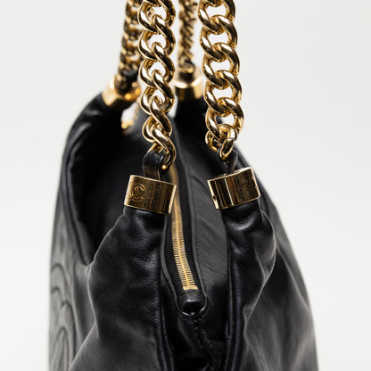 Vintage Chanel "Rodeo Drive" Black Lambskin Hobo Bag with Gold Hardware