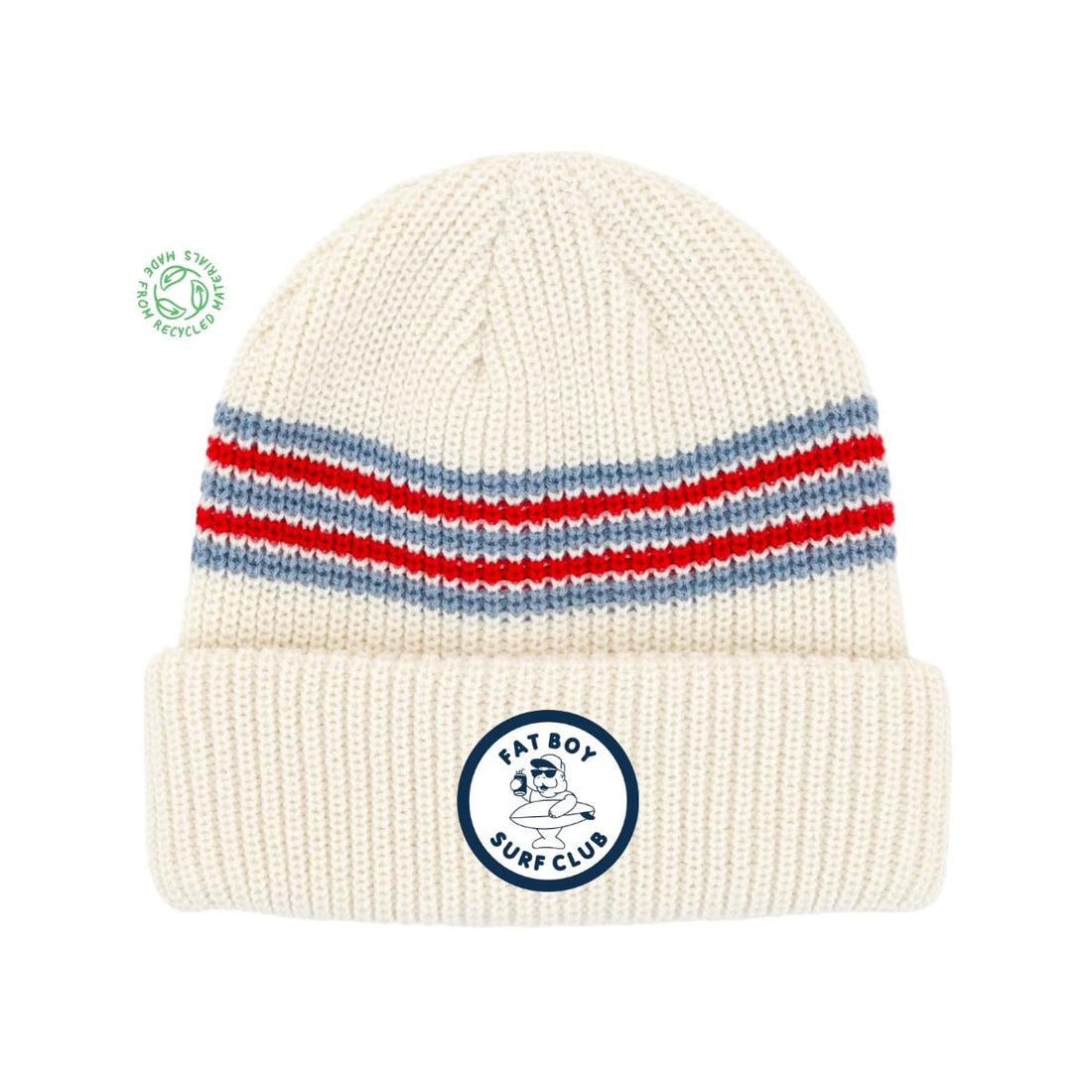 Cream Scarlett Pale Blue Striped Beanie