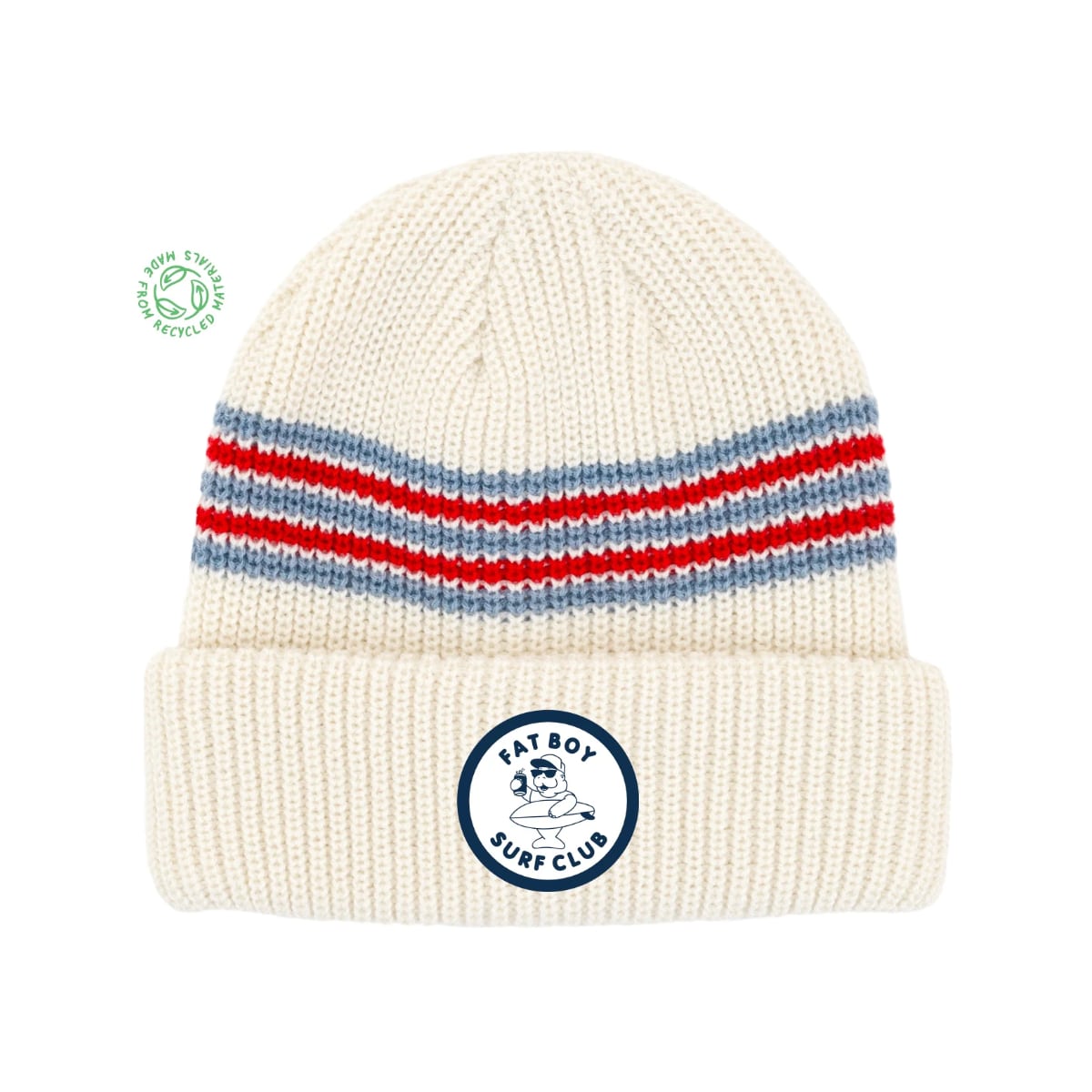Cream Scarlett Pale Blue Striped Beanie