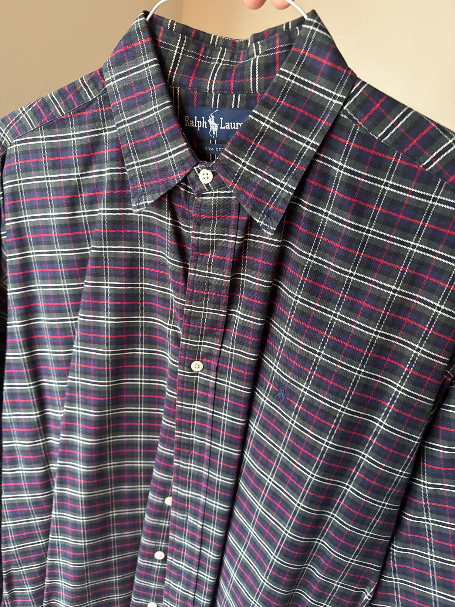 90’s Ralph Lauren Navy/Red Tartan Button Up Shirt
