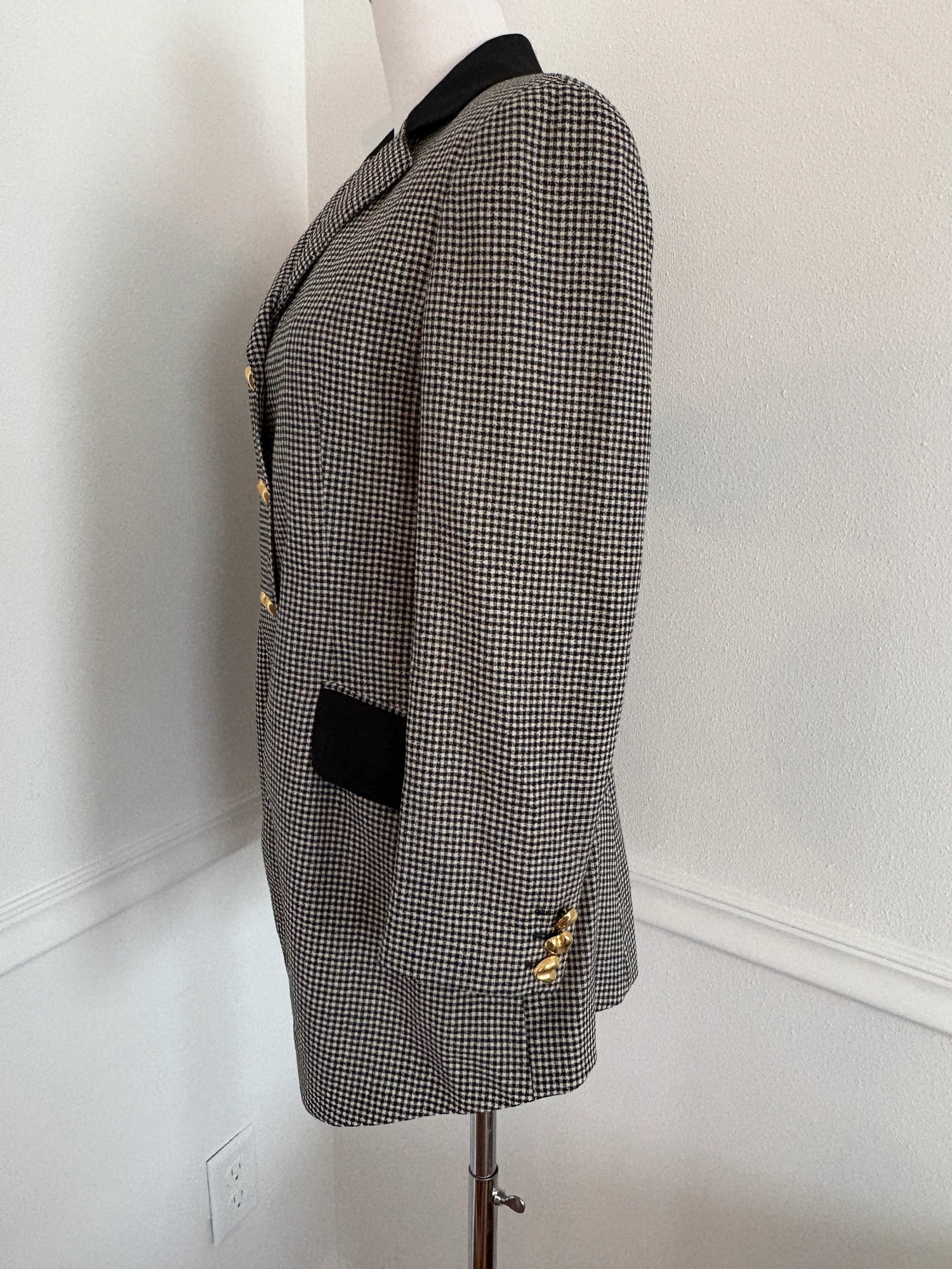 MOSCHINO Archival Vintage 1991 Houndstooth Blazer with Heart Buttons