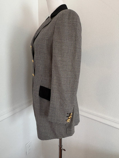 MOSCHINO Archival Vintage 1991 Houndstooth Blazer with Heart Buttons