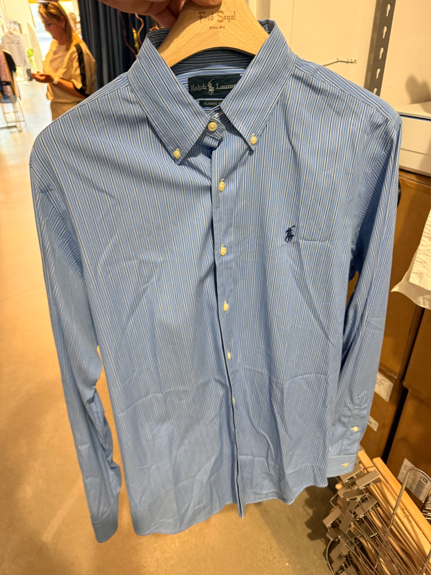Vintage Ralph Lauren Blue/Black/White Stripe Button Down Shirt