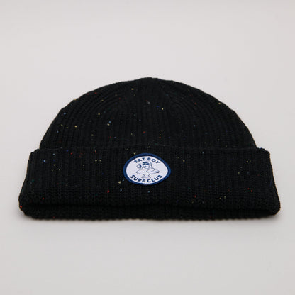 Ribbed Speckled Beanie - Black