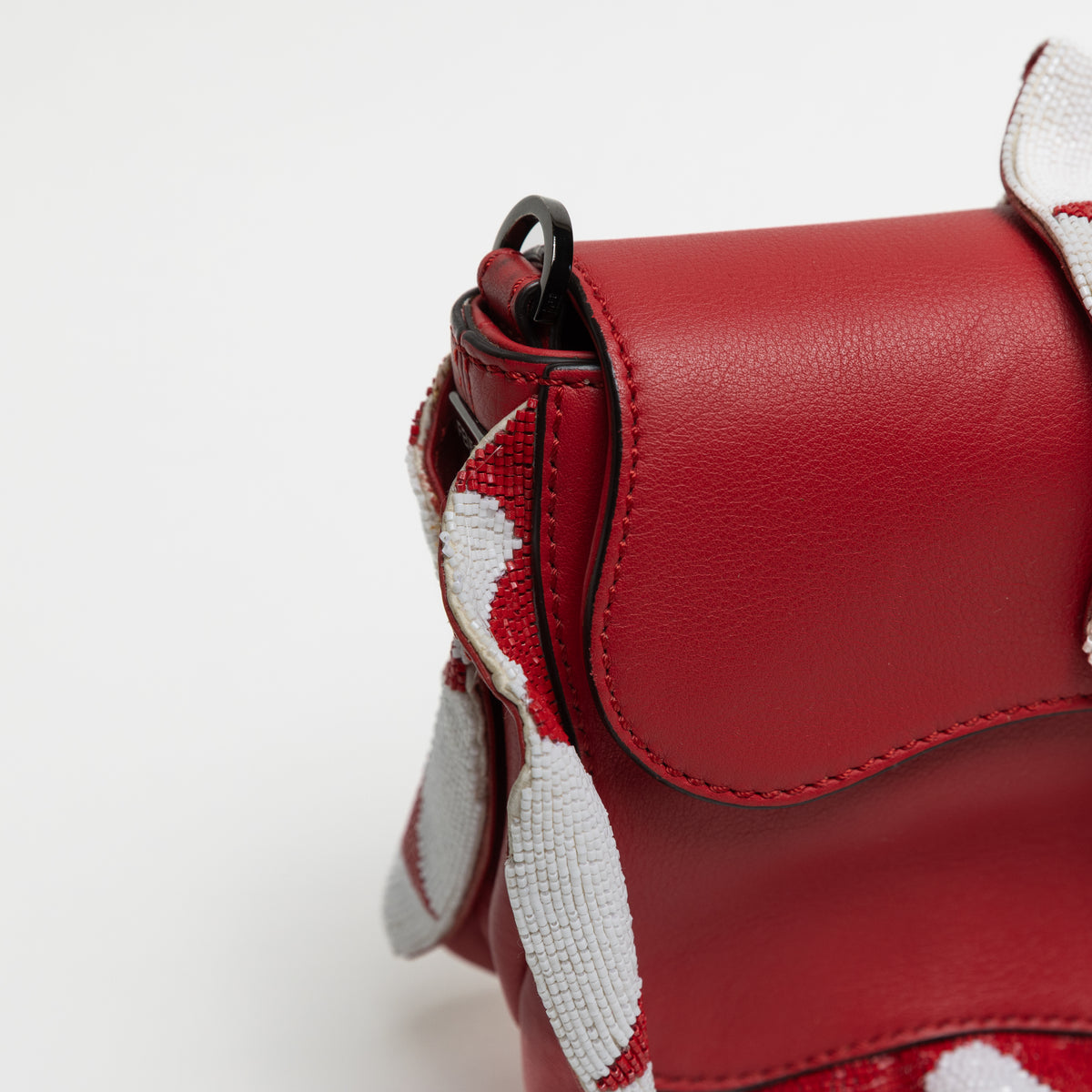 Fendi Red Beaded Baguette w/ Shoulder Strap