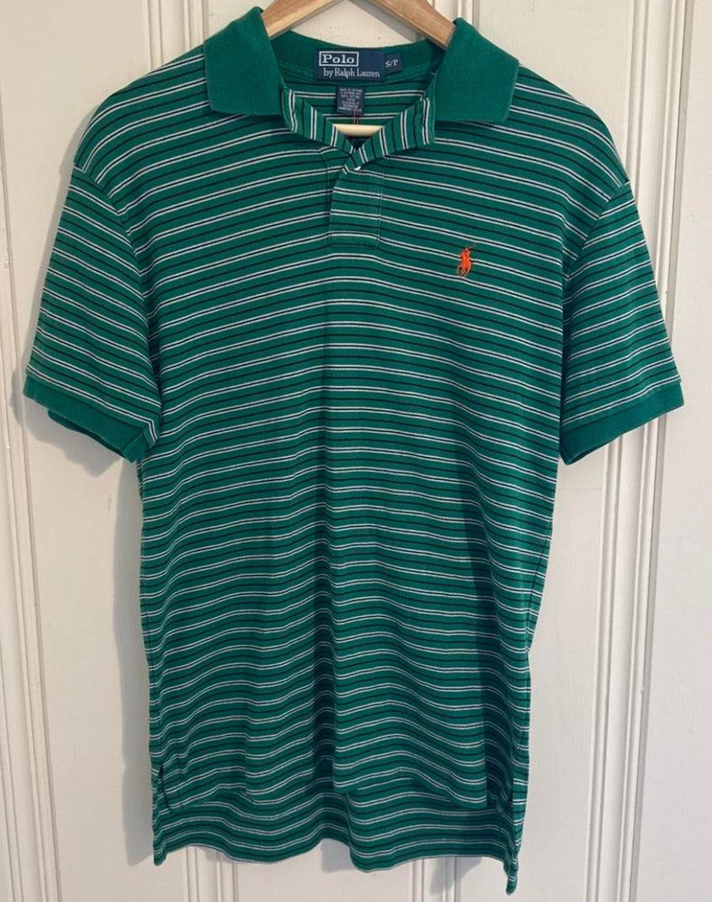 90’s Ralph Lauren Green/White/Black Stripe Polo