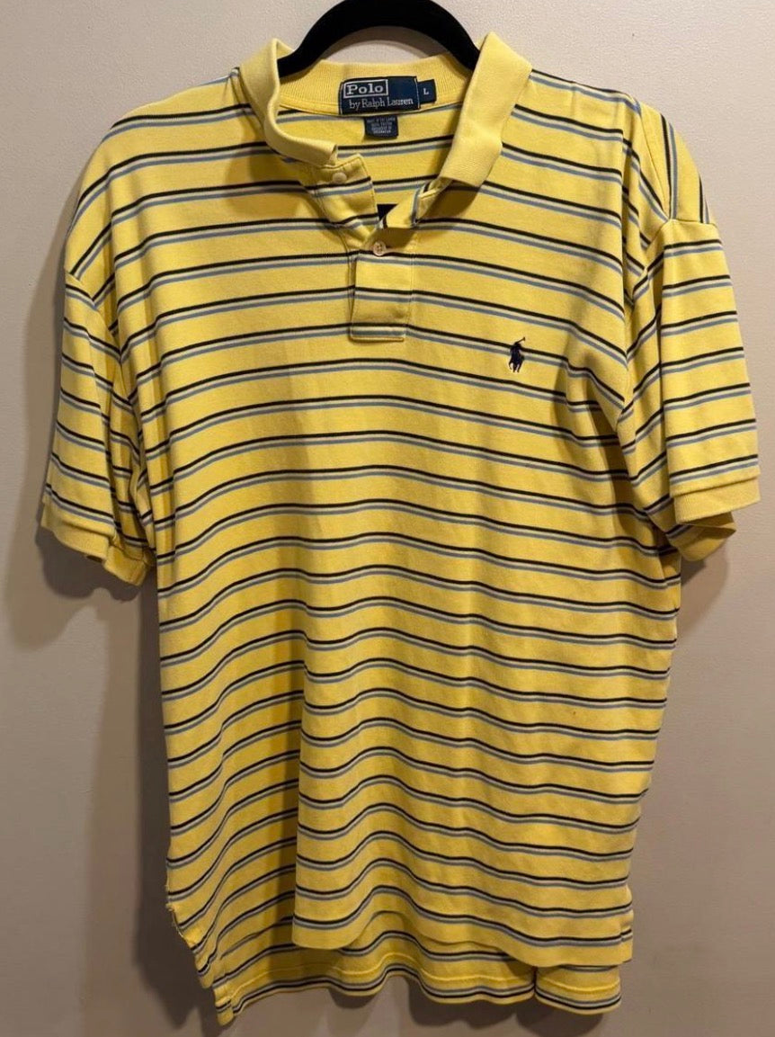 90’s Ralph Lauren Yellow/Blue Stripe Polo