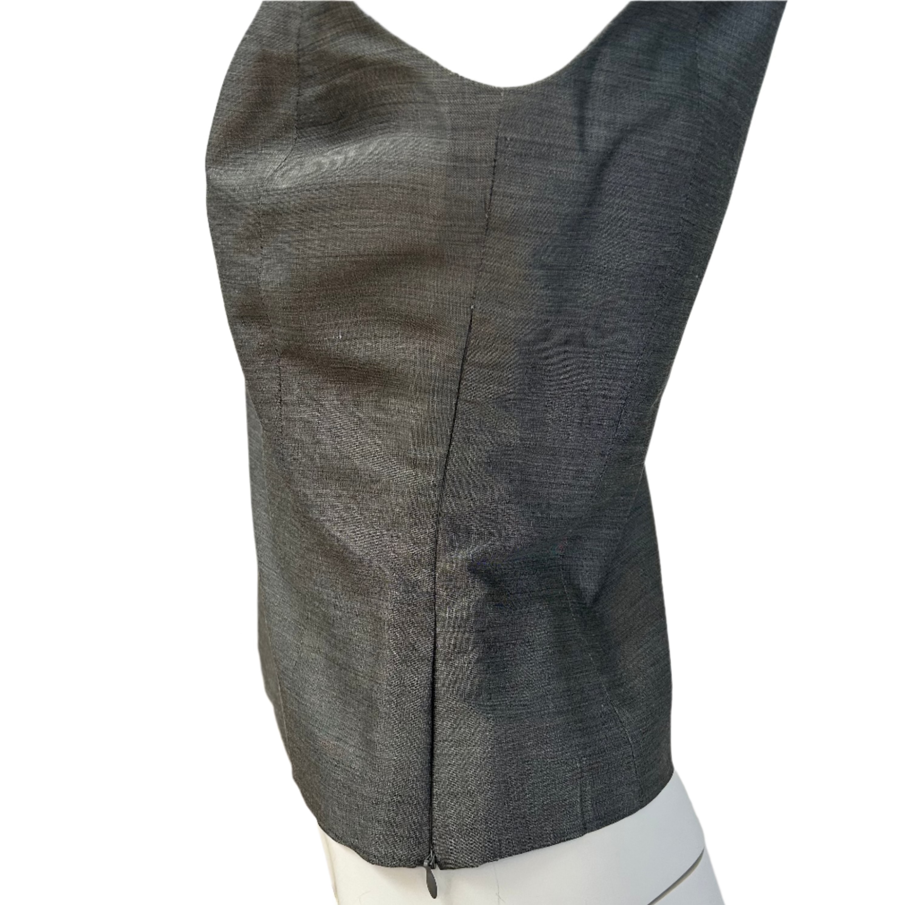 Front View photo of the Gray Boat Neck Gianfranco Ferre Studio Top. Showing it&