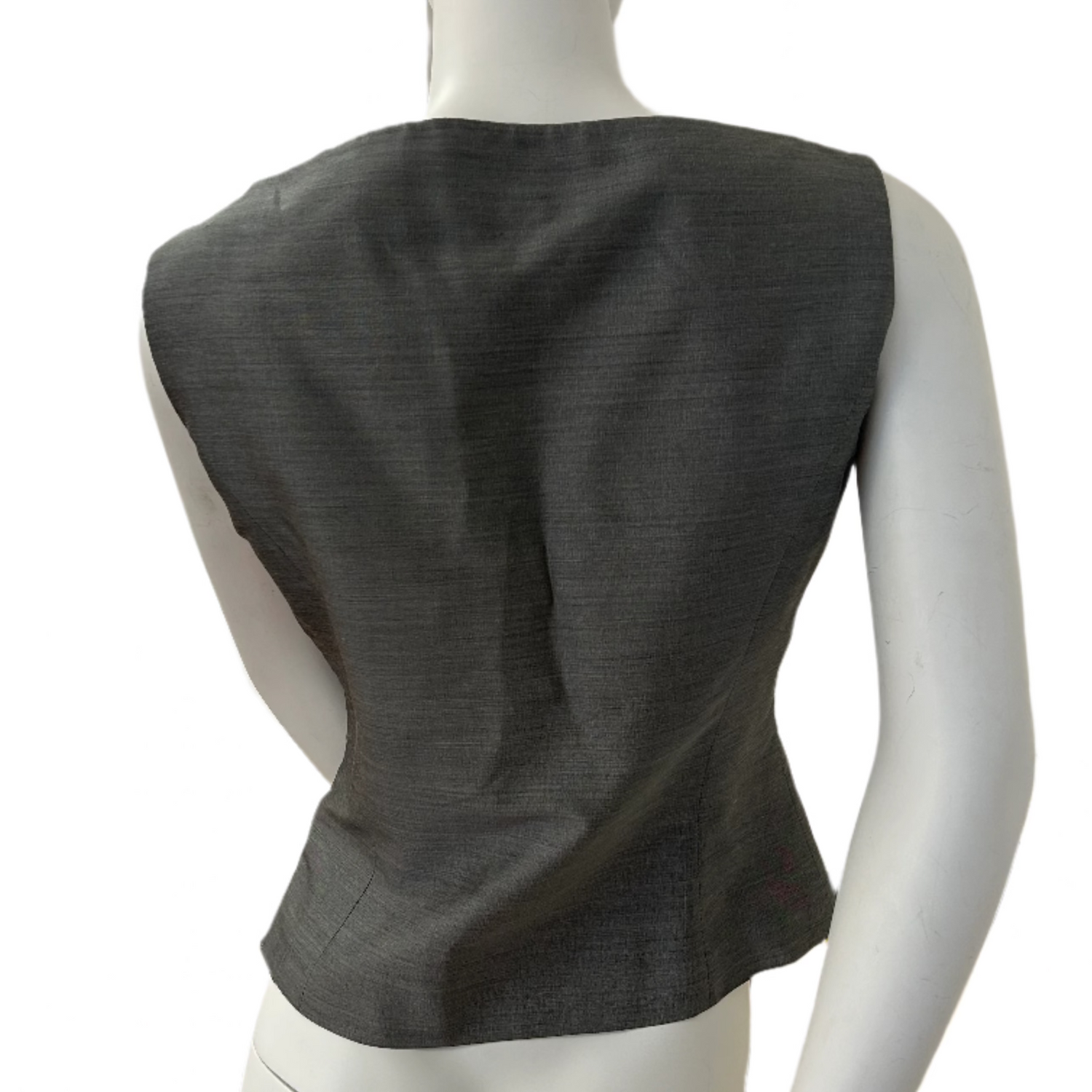 Front View photo of the Gray Boat Neck Gianfranco Ferre Studio Top. Showing it&