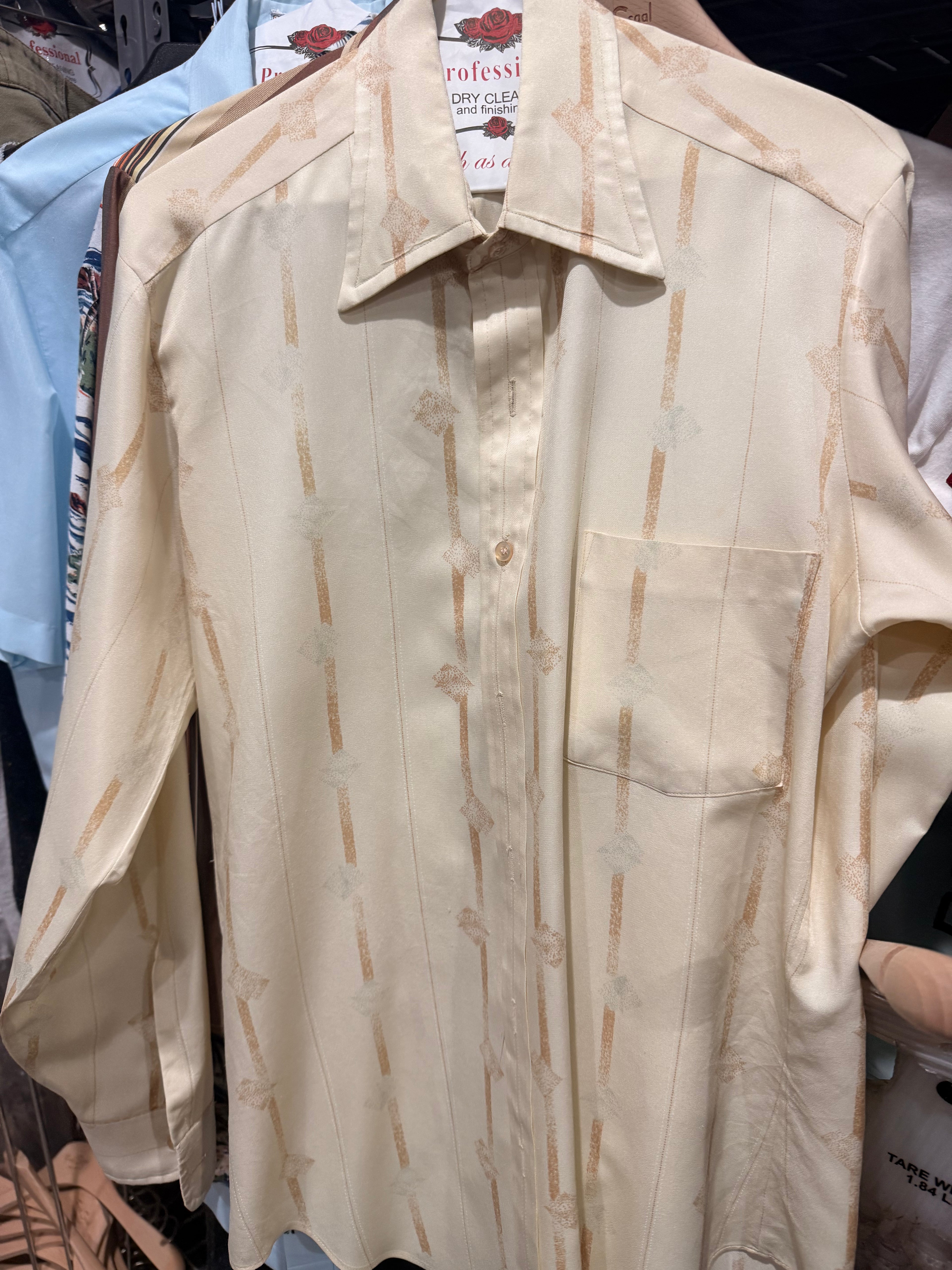 True Vintage Beige Pattern Dress Shirt