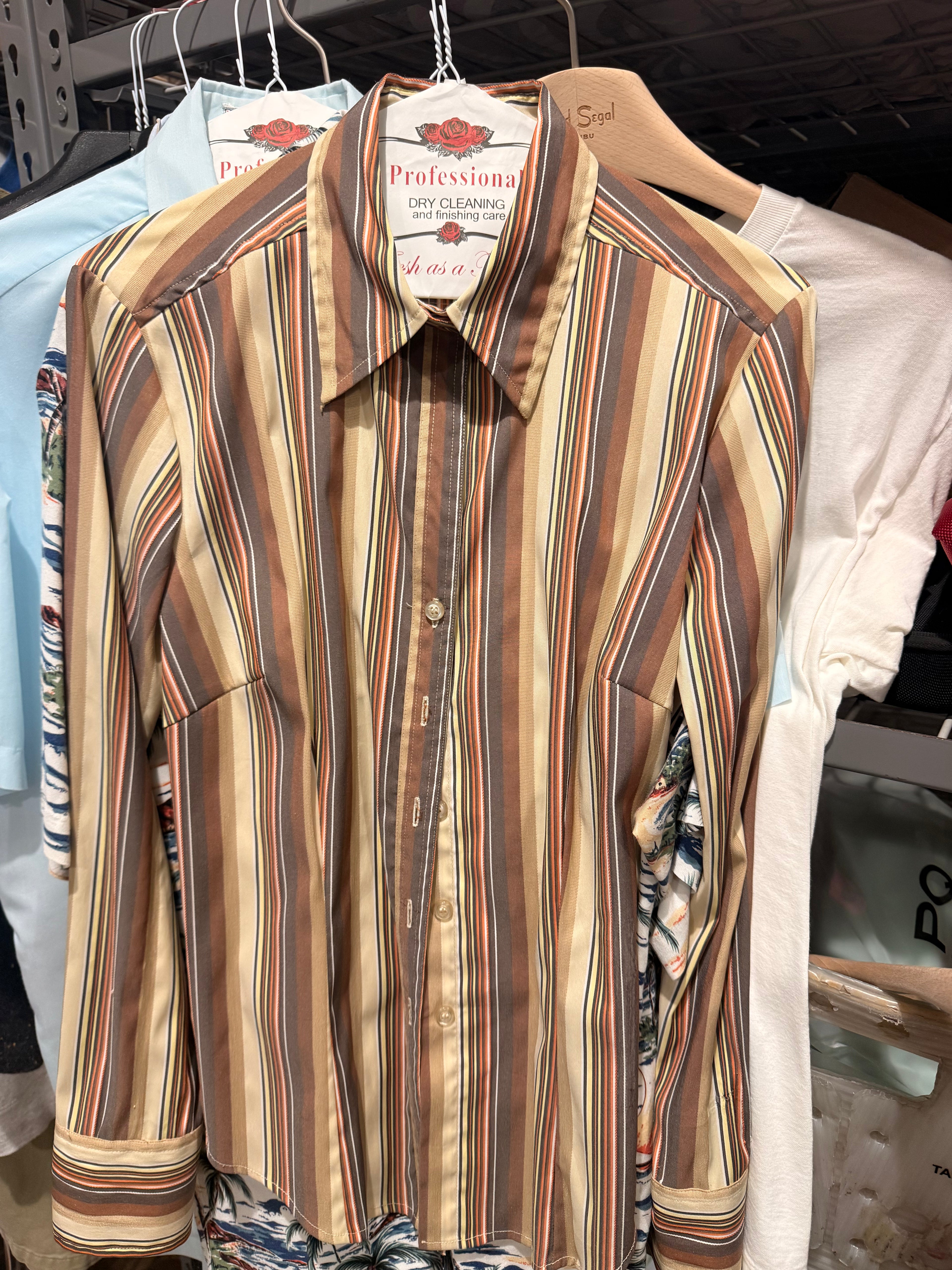 Vintage Brown/Beige Stripe Women’s Blouse