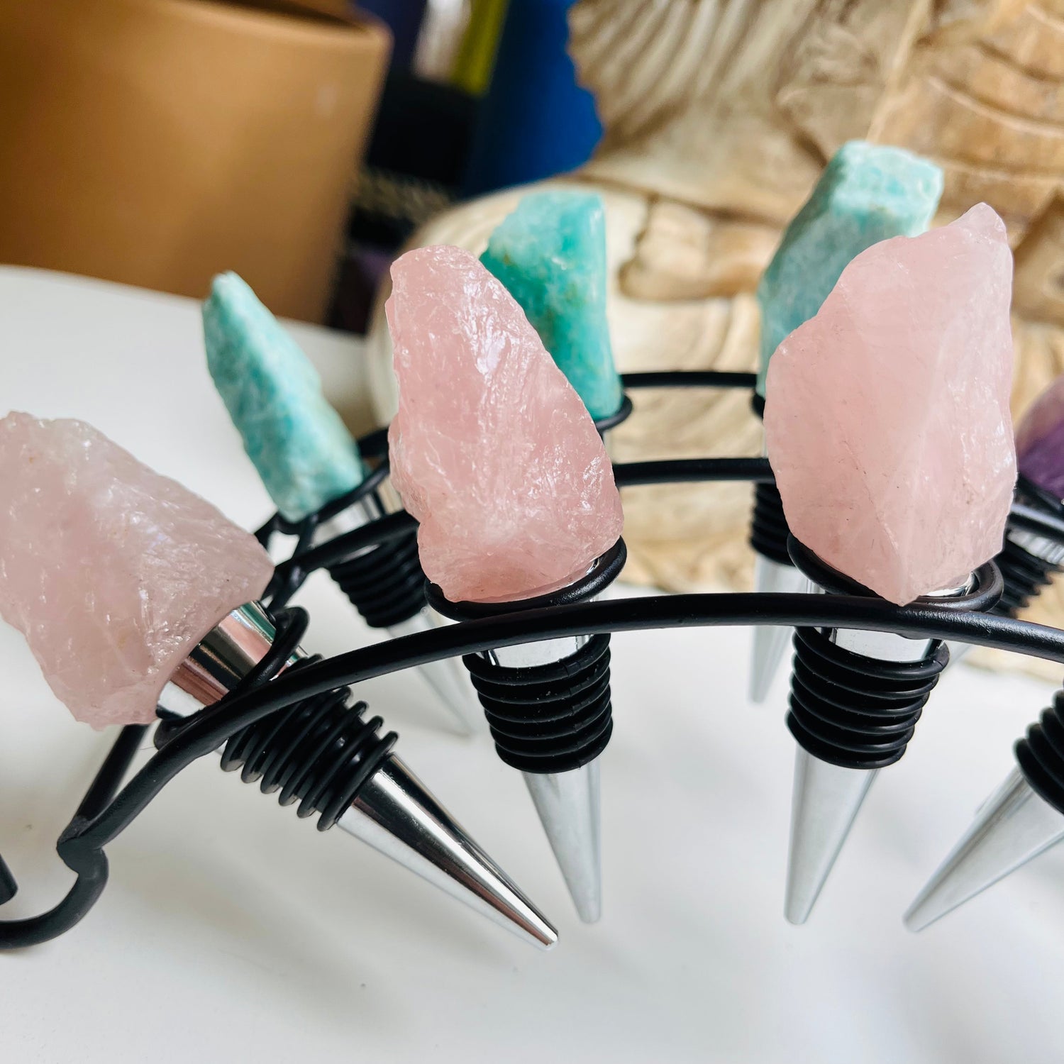 Crystal Wine Bottle Stoppers – Assorted Gemstones