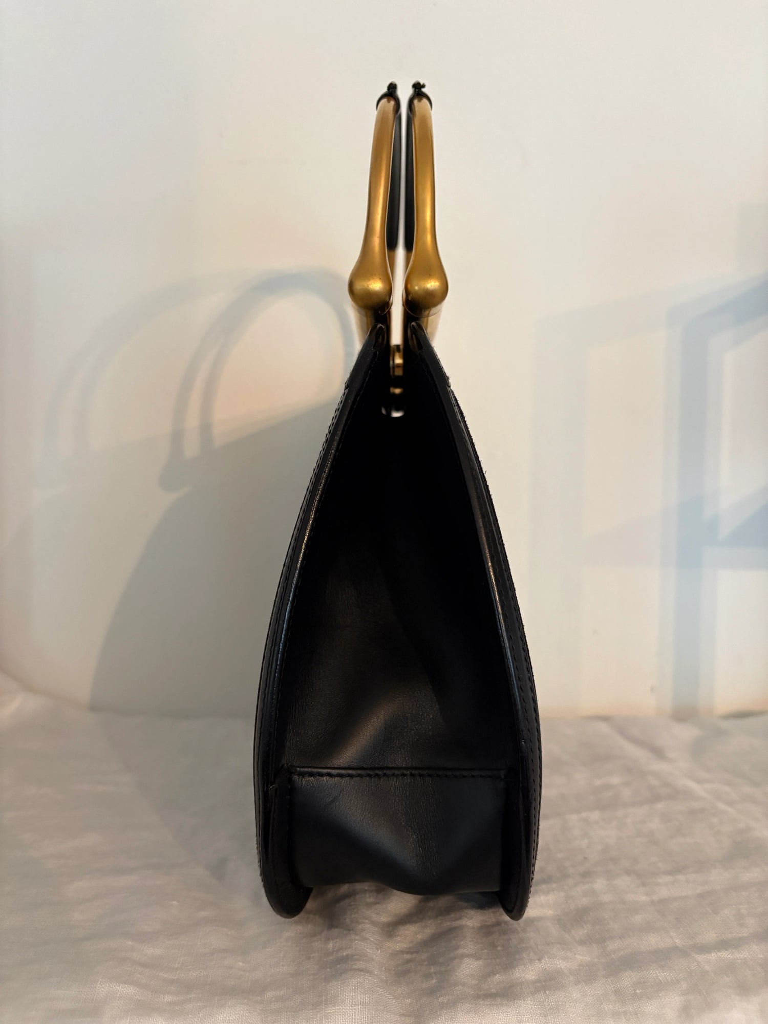 GUCCI 1994 Archival Vintage Black Suede Giant Snaffle Bit Bag