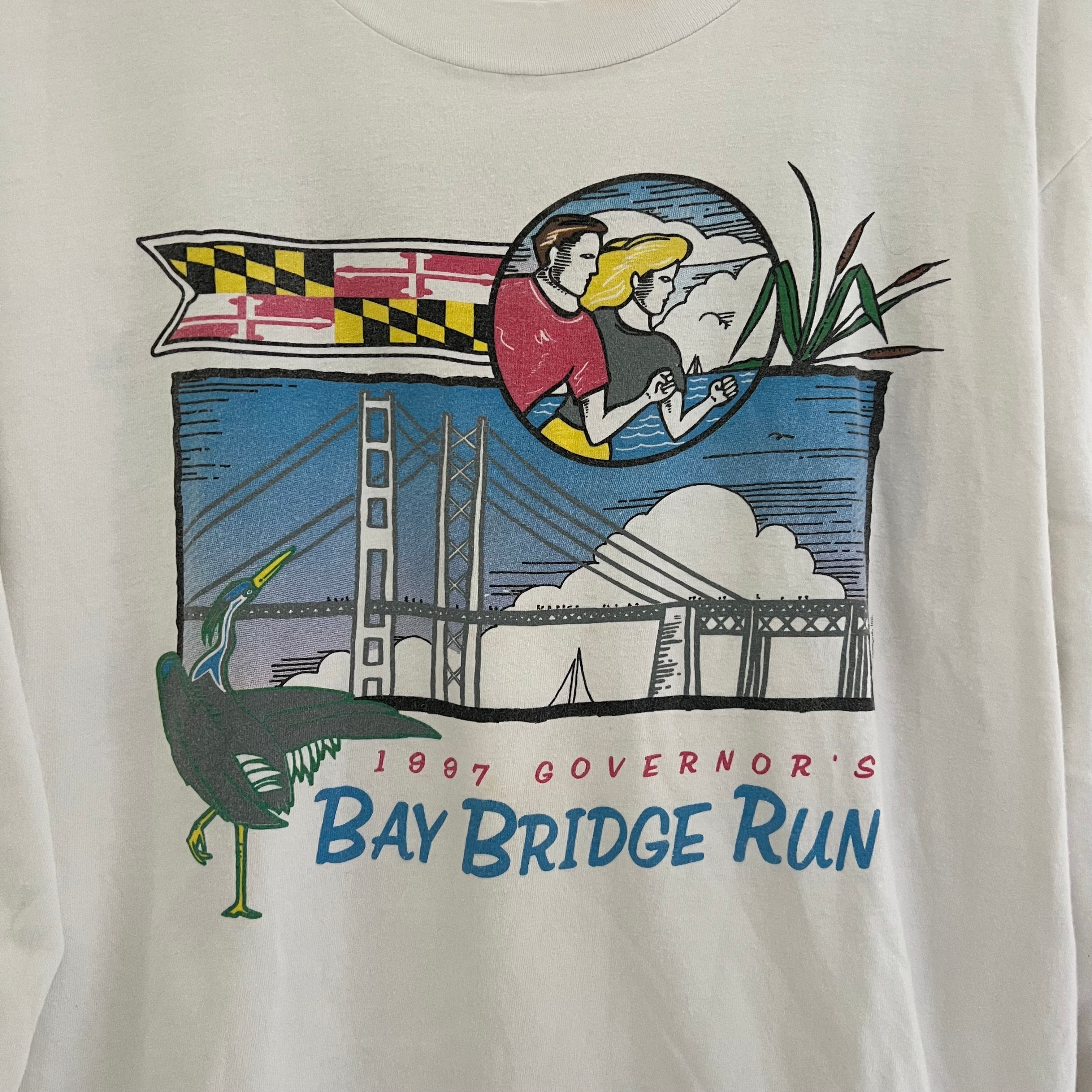 1997 Bay Bridge Run Marathon San Francisco Vintage Long Sleeve Tee Shirt