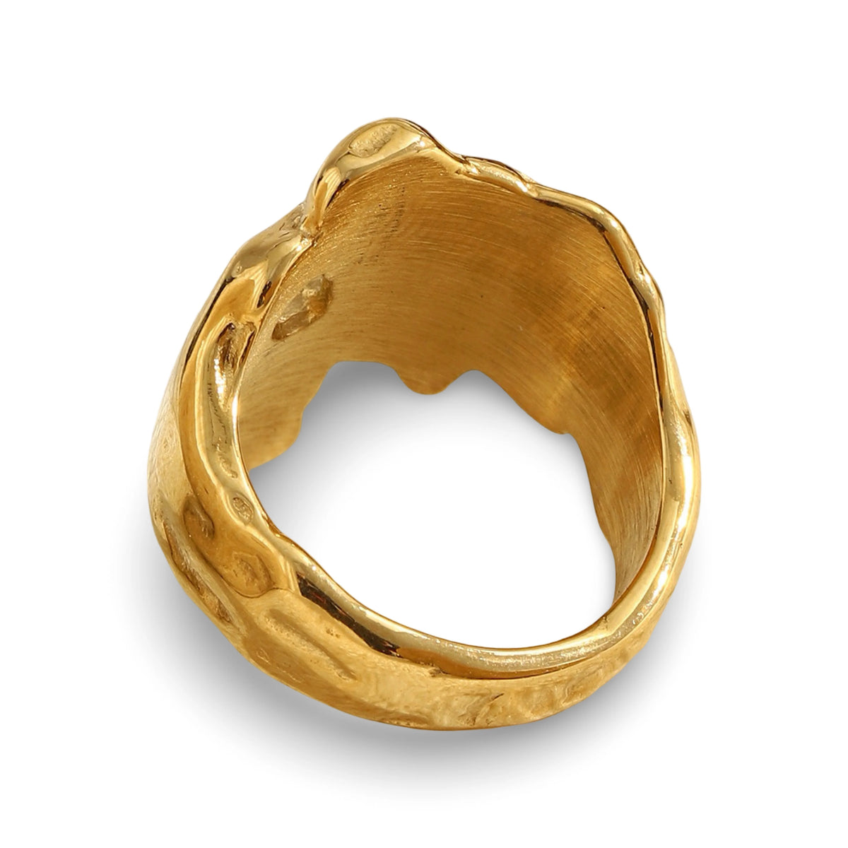  organic-shaped gold ring with a highly textured