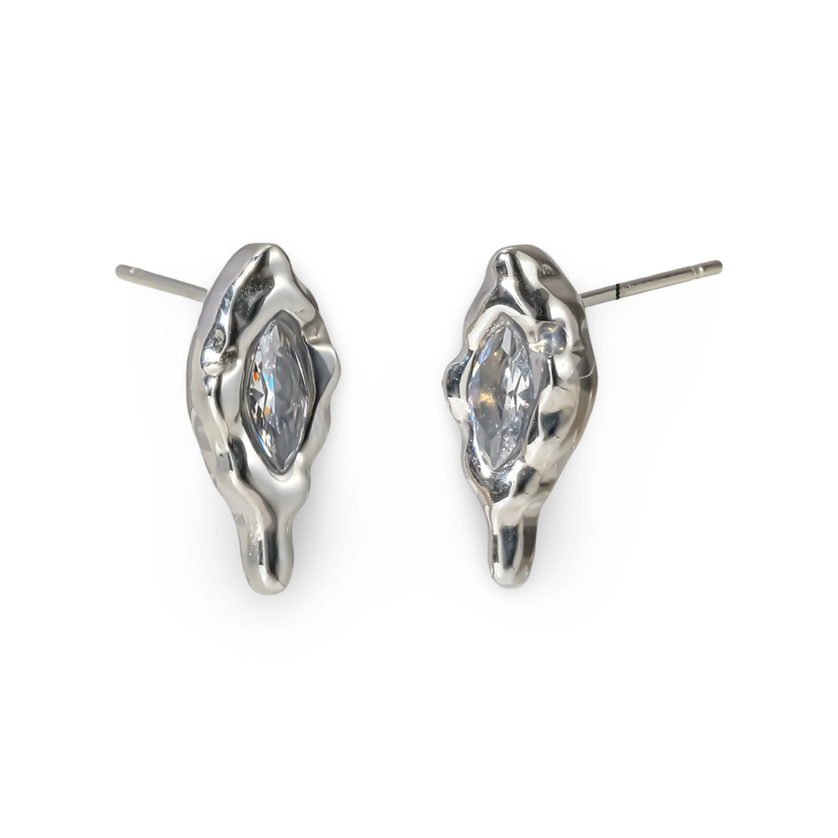  melting-puddle shape and a marquise-cut pink gemstone in the center